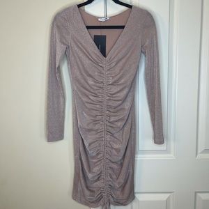 Blush Metallic Long Sleeve Dress